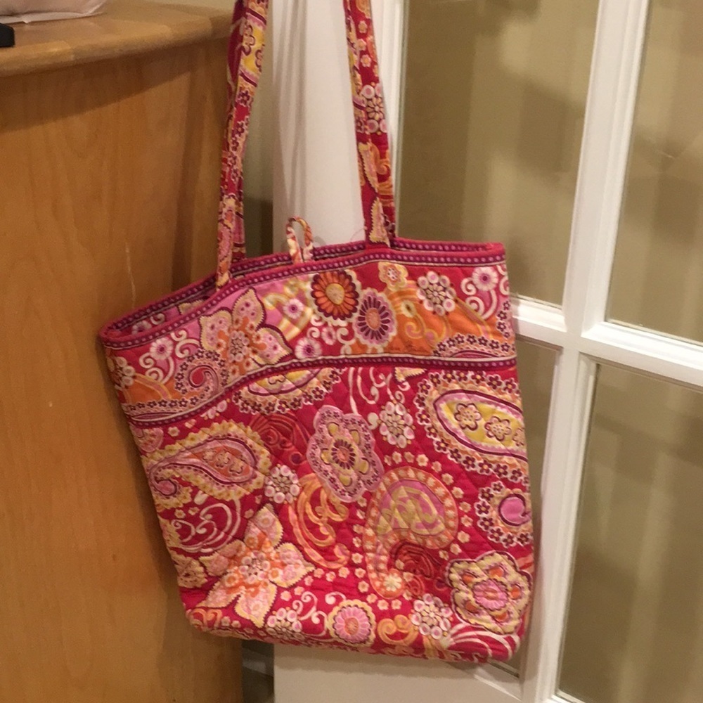 vintage Vera Bradley retired color Raspberry fizz quilted cotton tote bag - Picture 2 of 5